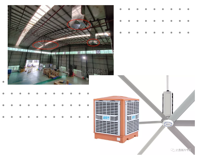 環(huán)保空調(diào)+工業(yè)大風(fēng)扇高大廠房降溫通風(fēng)方案